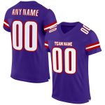 Personalized Purple White-Red Mesh Authentic Football Jersey Team Custom Name and Number