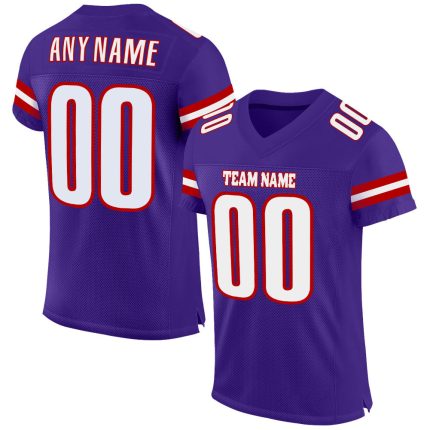 Personalized Purple White-Red Mesh Authentic Football Jersey Team Custom Name and Number