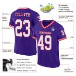 Personalized Purple White-Red Mesh Authentic Throwback Football Jersey Team Custom Name and Number