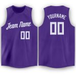 Personalized Purple White Round Neck Basketball Jersey