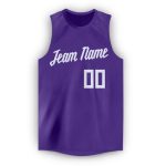 Personalized Purple White Round Neck Basketball Jersey