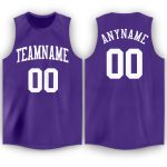 Personalized Purple White Round Neck Basketball Jersey Team Custom Name and Number
