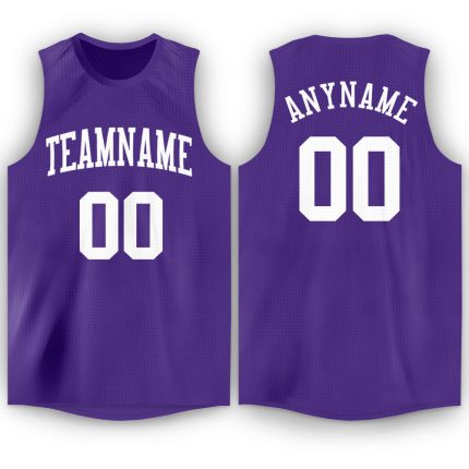 Personalized Purple White Round Neck Basketball Jersey Team Custom Name and Number