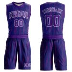 Personalized Purple White Round Neck Sublimation Basketball Suit Jersey Team Custom Name and Number