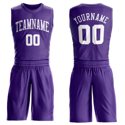 Personalized Purple White Round Neck Suit Basketball Jersey