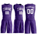 Personalized Purple White Round Neck Suit Basketball Jersey
