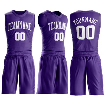 Personalized Purple White Round Neck Suit Basketball Jersey