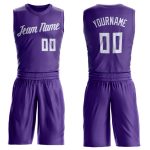 Personalized Purple White Round Neck Suit Basketball Jersey Team Custom Name and Number