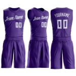 Personalized Purple White Round Neck Suit Basketball Jersey Team Custom Name and Number