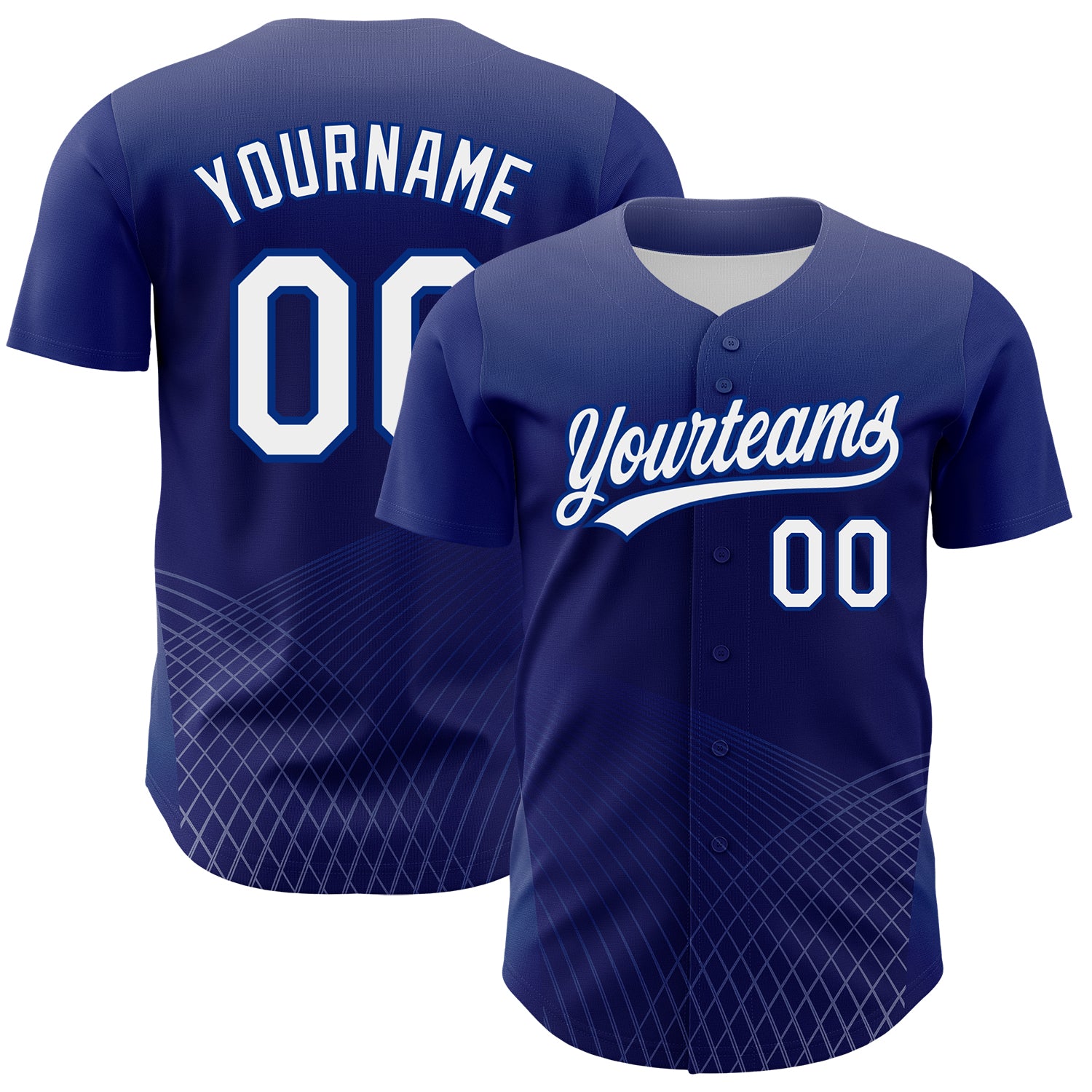 Personalized Purple White-Royal 3D Pattern Design Crossed Lines Authentic Baseball Jersey Team Custom Name and Number