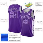 Personalized Purple White Side Panel Abstract Lines Authentic City Edition Basketball Jersey Team Custom Name and Number