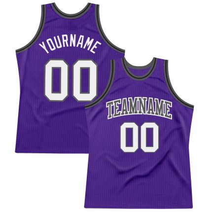 Personalized Purple White Steel Gray-Black Authentic Throwback Basketball Jersey Team Custom Name and Number