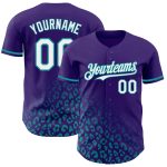 Personalized Purple White-Teal 3D Pattern Design Leopard Print Fade Fashion Authentic Baseball Jersey Team Custom Name and Number