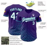 Personalized Purple White-Teal 3D Pattern Design Leopard Print Fade Fashion Authentic Baseball Jersey Team Custom Name and Number