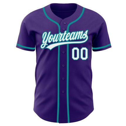 Personalized Purple White-Teal Authentic Baseball Jersey