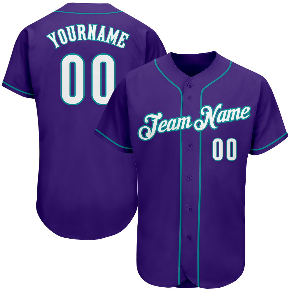 Personalized Purple White-Teal Authentic Baseball Jersey Team Custom Name and Number
