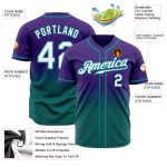 Personalized Purple White-Teal Authentic Fade Fashion Baseball Jersey Team Custom Name and Number