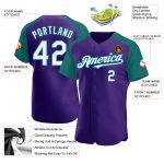 Personalized Purple White-Teal Authentic Raglan Sleeves Baseball Jersey Team Custom Name and Number