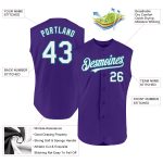 Personalized Purple White-Teal Authentic Sleeveless Baseball Jersey