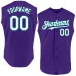 Personalized Purple White-Teal Authentic Sleeveless Baseball Jersey