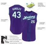 Personalized Purple White-Teal Authentic Sleeveless Baseball Jersey Team Custom Name and Number
