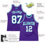 Personalized Purple White-Teal Authentic Throwback Basketball Jersey