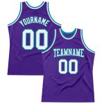 Personalized Purple White-Teal Authentic Throwback Basketball Jersey