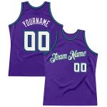Personalized Purple White-Teal Authentic Throwback Basketball Jersey Team Custom Name and Number