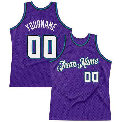 Personalized Purple White-Teal Authentic Throwback Basketball Jersey Team Custom Name and Number