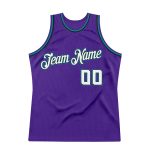 Personalized Purple White-Teal Authentic Throwback Basketball Jersey Team Custom Name and Number