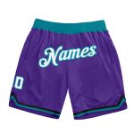 Personalized Purple White-Teal Authentic Throwback Basketball Shorts Team Custom Name and Number