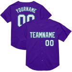 Personalized Purple White-Teal Mesh Authentic Throwback Baseball Jersey