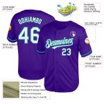 Personalized Purple White-Teal Mesh Authentic Throwback Baseball Jersey Team Custom Name and Number
