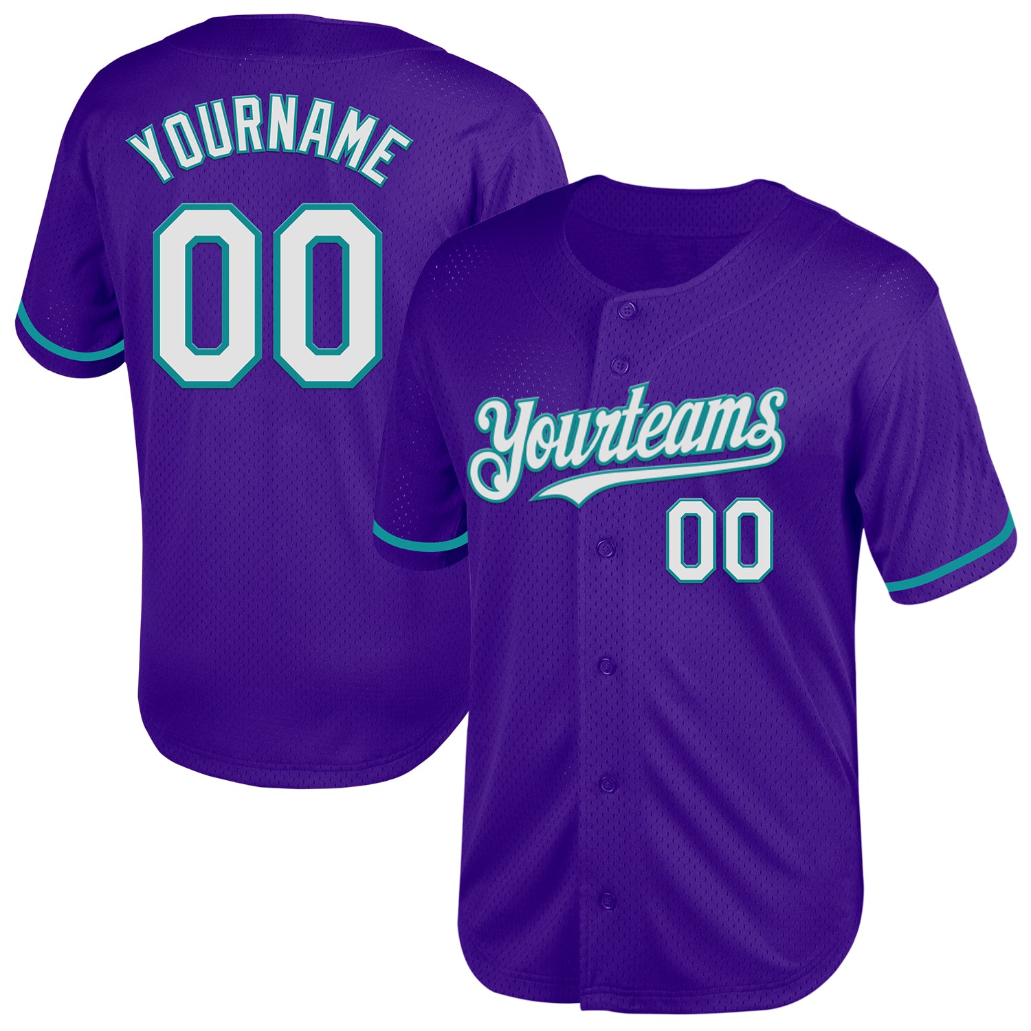 Personalized Purple White-Teal Mesh Authentic Throwback Baseball Jersey Team Custom Name and Number
