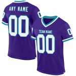 Personalized Purple White-Teal Mesh Authentic Throwback Football Jersey Team Custom Name and Number