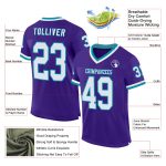 Personalized Purple White-Teal Mesh Authentic Throwback Football Jersey Team Custom Name and Number