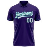 Personalized Purple White-Teal Performance Vapor Golf Polo Shirt Team Custom Name and Number