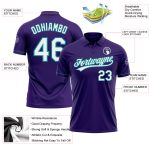 Personalized Purple White-Teal Performance Vapor Golf Polo Shirt Team Custom Name and Number