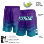 Personalized Purple White-Teal Pinstripe Fade Fashion Authentic Basketball Shorts Team Custom Name and Number