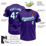 Personalized Purple White-Teal Two-Button Unisex Softball Jersey Team Custom Name and Number