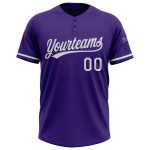 Personalized Purple White Two-Button Unisex Softball Jersey Team Custom Name and Number