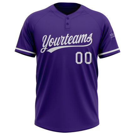 Personalized Purple White Two-Button Unisex Softball Jersey Team Custom Name and Number