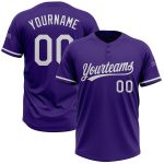 Personalized Purple White Two-Button Unisex Softball Jersey Team Custom Name and Number