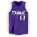 Personalized Purple White V-Neck Basketball Jersey