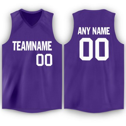 Personalized Purple White V-Neck Basketball Jersey