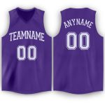 Personalized Purple White V-Neck Basketball Jersey Team Custom Name and Number