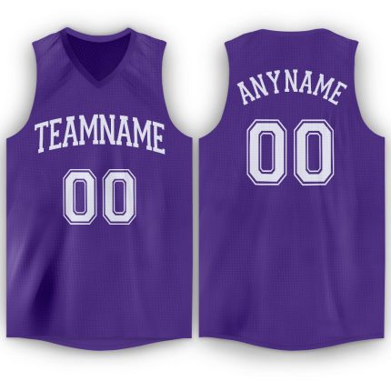 Personalized Purple White V-Neck Basketball Jersey Team Custom Name and Number