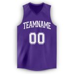 Personalized Purple White V-Neck Basketball Jersey Team Custom Name and Number