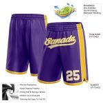 Personalized Purple White-Yellow Authentic Basketball Shorts Team Custom Name and Number