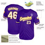 Personalized Purple White-Yellow Mesh Authentic Throwback Baseball Jersey Team Custom Name and Number